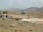 Nkob, suite à l'orage, l'oued bloque la route, Maroc.