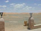 Merzouga, horizon désert depuis la terrasse de la Kasbah Tombouctou, Maroc.
