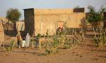 Femmes et maison traditionnelle sur la route, Mauritanie.