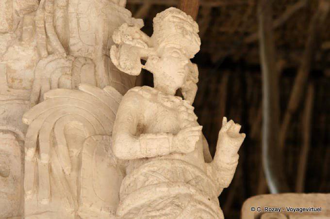 Jaguar Altar, statue d'un ange de guerre, Ek Balam - Mexique