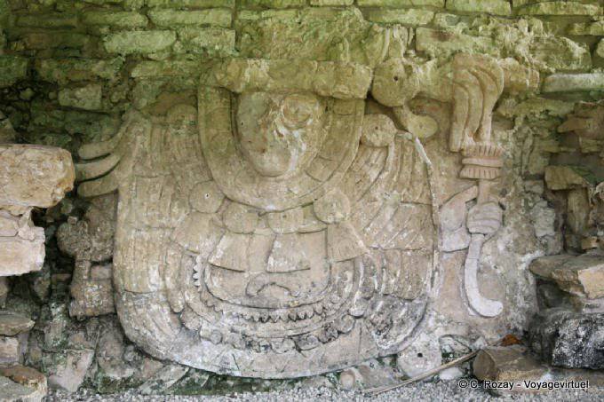 Relief en stuc représentant le dieu de l’orage de Teotihuacan, Groupe Nord, Palenque - Mexique