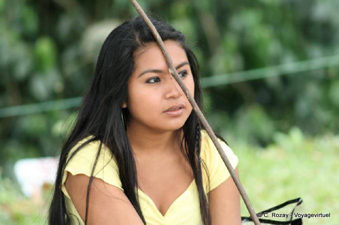 La jeune Mexicaine au bâton, portrait, Palenque - Mexique