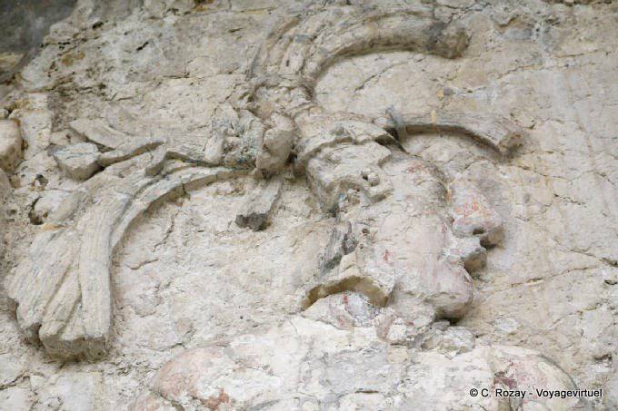 Chapeau à plume, fragment de relief, Templo de La Cavalera, Palenque - Mexique