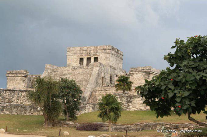 Panorama sur le château, site, Tulum - Mexique