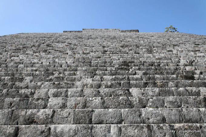 Au pied des marches de la Grande Pyramide, Uxmal - Mexique
