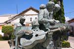 Sculpture d'un groupe de musiciens devant San José, Comitán de Domínguez, Mexique.