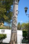 Sculpture sur un tronc d'arbre, Zócalo, Comitán de Dominguez, Mexique.