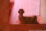 Chac Mool, statue couchée, Villas Archeologicas Hotel, Uxmal, Mexique.