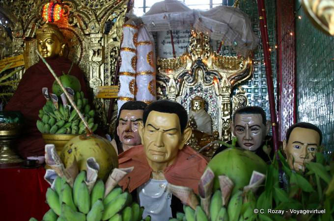 Visages d'esprits parmi les 37 nats du Mont Popa - Myanmar (Birmanie)