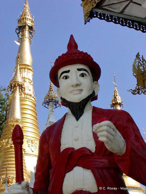 Le Nat chriromancien, protecteur à barbe, pagode de Shwedagon, Rangoon - Myanmar (Birmanie)