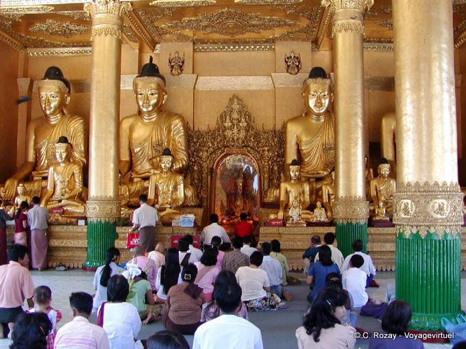 Tazaung des quatre bouddhas, Shwedagon, Yangon - Myanmar (Birmanie)