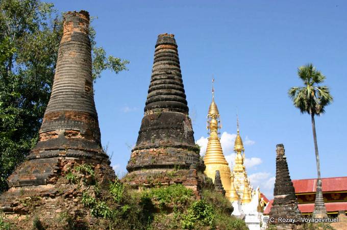 Stupas étêtés, (Sankar) Sagar - Myanmar (Birmanie)