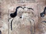 Femmes peintes sur un mur, temple Sulamani, Bagan, Birmanie.