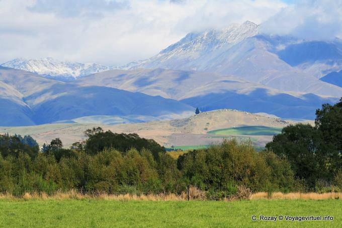 Paysage, route de Oamaru à Omarama, Canterbury - Nouvelle-Zélande