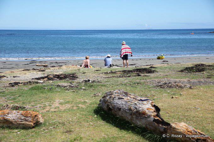 Baigneurs sur la plage, Omaio, East Cape - Nouvelle-Zélande