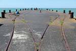 Croisement ferroviaire sur le ponton, Anaura Bay, East Cape, Nouvelle-Zélande.
