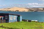 Maison bleue, Oponomi, Hokianga Harbour, Northland, Nouvelle-Zélande.