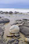 Sur la plage abandonnée... Moeraki Boulders Scenic Reserve, Otago, Nouvelle-Zélande.