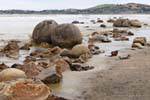 Couple de boules, Moeraki Boulders Scenic Reserve, Otago, Nouvelle-Zélande.