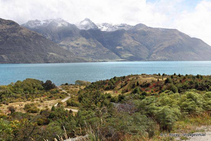 Panorama depuis Wye Creek, Queenstown Wakatipu Lake, Southland - Nouvelle-Zélande