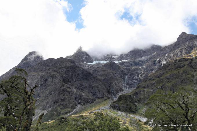 Paysage vers Mount Christina, Road Te Anau to Milford Sound, Southland - Nouvelle-Zélande