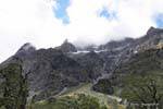 Paysage vers Mount Christina, Road Te Anau to Milford Sound, Southland, Nouvelle-Zélande.