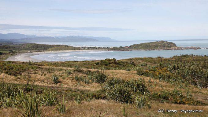 Panorama vers le sud depuis le walkway, Cap Foulwind, Westcoast - Nouvelle-Zélande