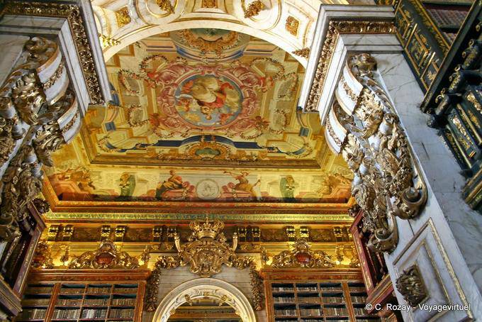 Plafonds avec peintures allégoriques des peintres António Simões Ribeiro e Vicente Nunez, Universitade Biblioteca Joanina, Coimbra - Portugal