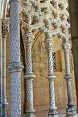 Gros plan sur le style manuélin, Batalha, Portugal.