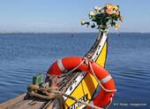 La proue décorée d'un bouquet, Torreira, Portugal.