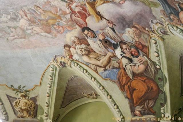 Fragment des peintures de la coupole, Église Saint-Nicolas (Kostel sv. Mikuláše), Malá Strana - Prague, République Tchèque