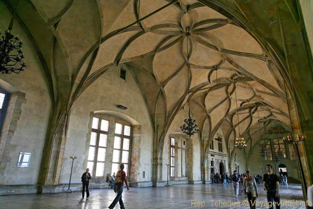 Hradcany, Ancien Palais Royal, Salle Vladislav et ses motifs décoratifs aériens, (Prazsky Hrad) - Prague, République Tchèque