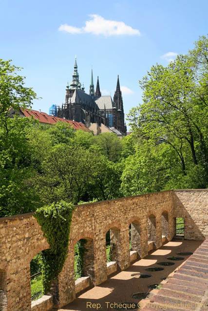 Hradčany, la Cathédrale Saint Guy vue depuis les jardins - Prague, République Tchèque