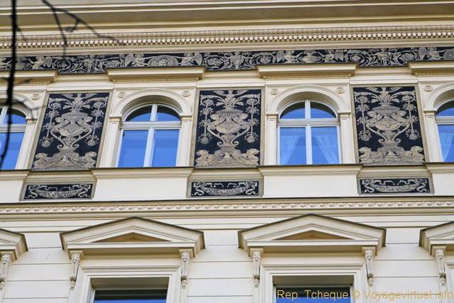 Janackovo Nabr, ornementation sur façade - Prague, République Tchèque