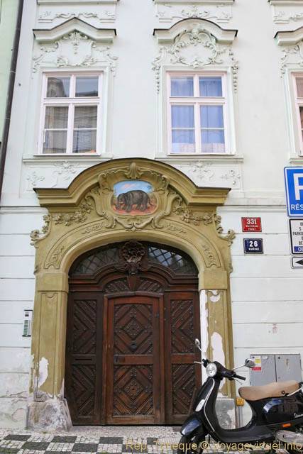 Malá Strana, la maison avec l'éléphant peint - Prague, République Tchèque