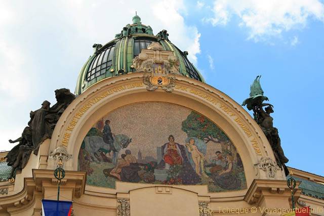 Mosaique sous la coupole de la Maison municipale (Obecní dům) - Prague, République Tchèque