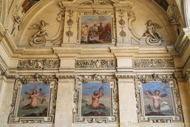 Peintures sur un mur de la Sala Terrena, Palais Wallenstein - Prague, République Tchèque