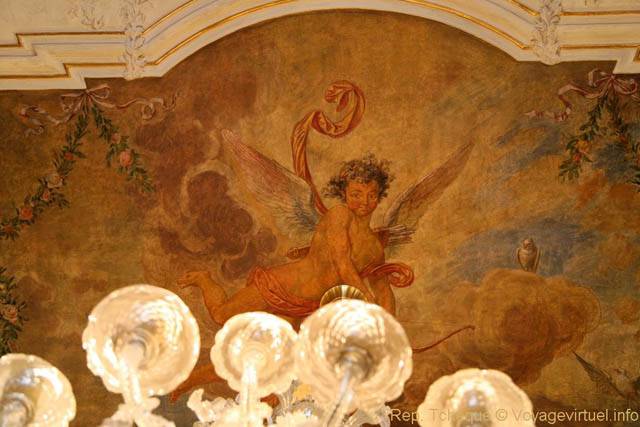 Palais Wallenstein, gros plan sur une fresque de la salle de représentation, Sénat - Prague, République Tchèque