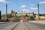Pont Manesuv Most, vue sur le château de Prague, Prague, République Tchèque.