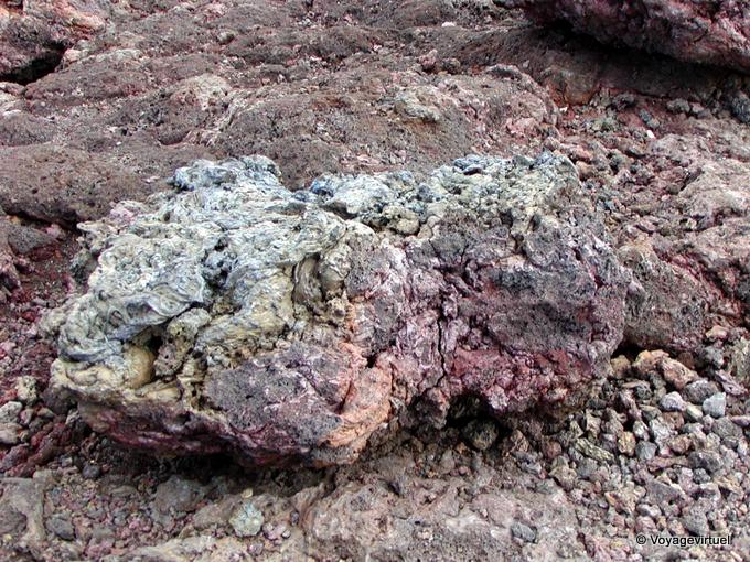 Bloc de lave coloré au Bory - La Réunion