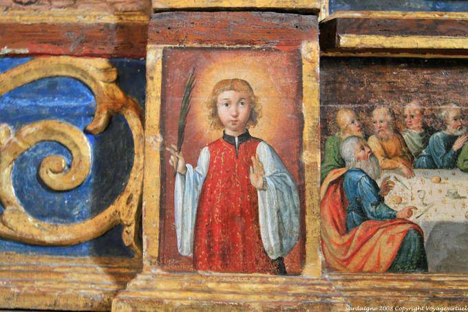 Santa Giusta, fragment d'une peinture ancienne dans la Basilique - Sardaigne