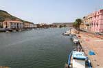 Bosa, Lungo Temo Alcide de Gasperi, entre les rives du fleuve Temo, Sardaigne.
