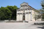 Vue extérieure de l'Église de San Pietro di Sorres, Thiesi, Sardaigne.