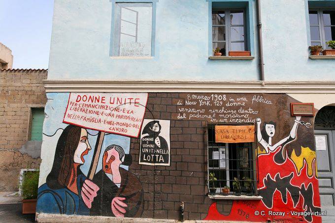 Orgosolo, pour l'émancipation et la libération des femmes, murales - Sardaigne