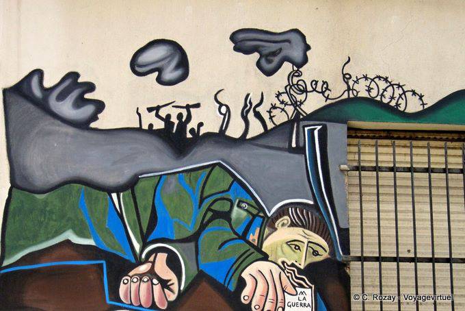 Orgosolo, la Guerre, fresque murale - Sardaigne