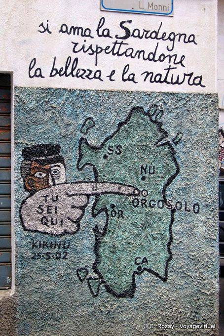 Orgosolo, si vous aimez la Sardaigne, respectez la beauté et la nature, murales - Sardaigne