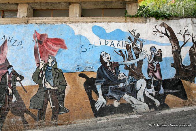 Orgosolo, Solidarité, fresque murale - Sardaigne