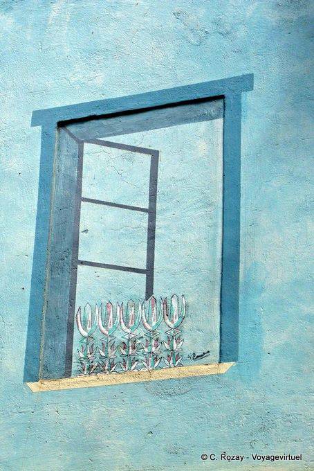 Orgosolo, la fenêtre en trompe-l'œil , murales - Sardaigne