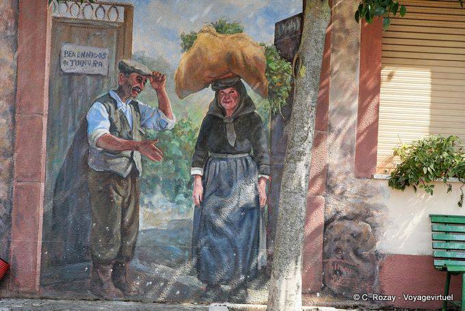 Tinnura, Benvennidos, le couple de paysans, murales - Sardaigne