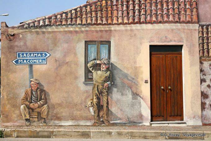 Tinnura, SP34, direction Sagama ou Macomer, murales - Sardaigne